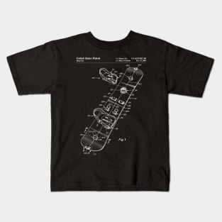 Snowboard Patent - Snowboarding Art - Black Chalkboard Kids T-Shirt